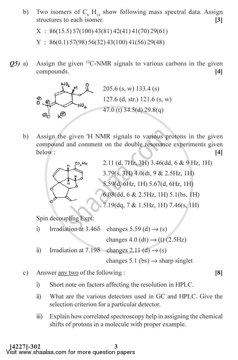 Advance Analytical Methods 2012-2013 - M.Sc. - Semester 3 - University of Pune question paper with PDF download