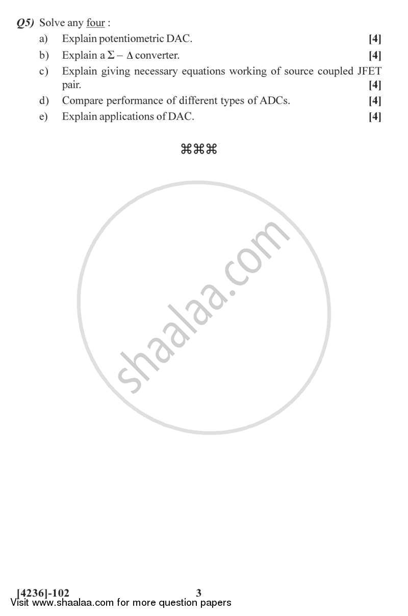 Analog Circuit Design and Analysis 2012-2013 - M.Sc. - Semester 1 - University of Pune question paper with PDF download