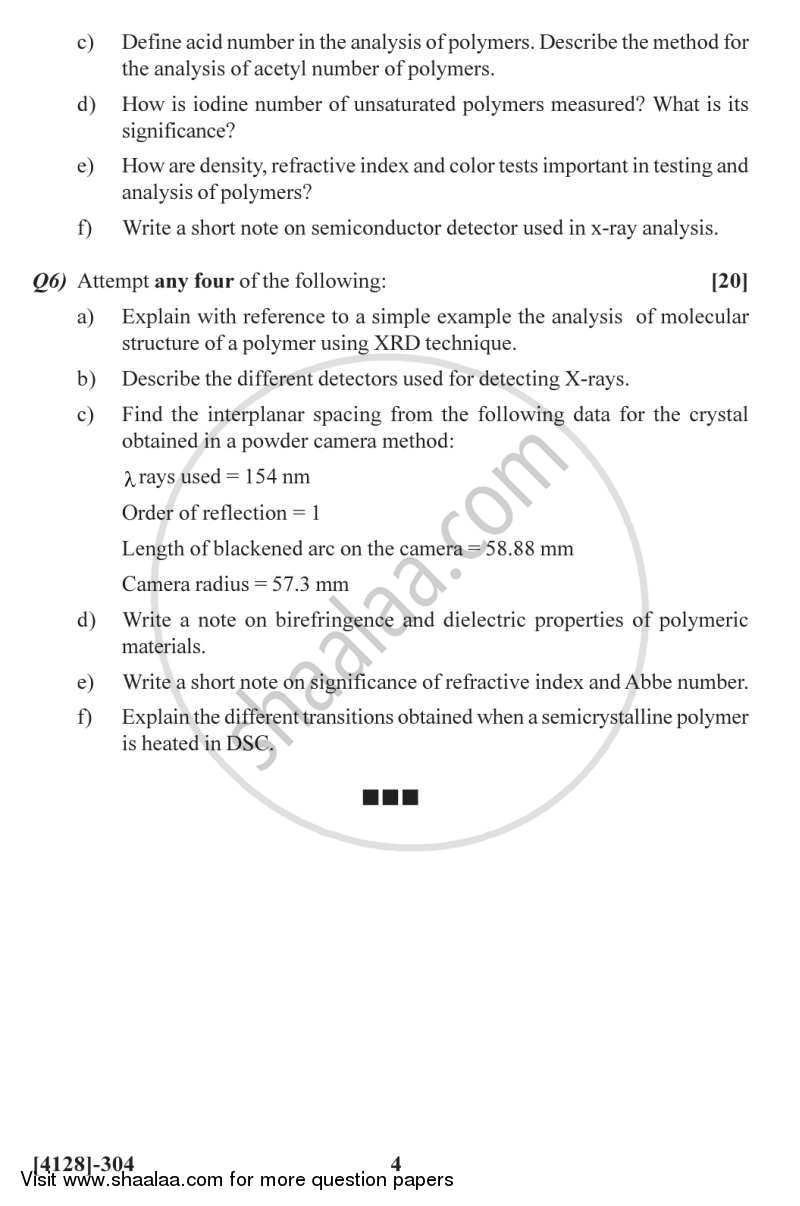 Analytical Chemistry of Polymers 2011-2012 - M.Sc. - Semester 3 - University of Pune question paper with PDF download