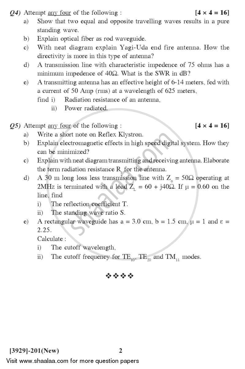 Applied Electromagnetics, RF and Microwave 2011-2012 - M.Sc. - Semester 2 - University of Pune question paper with PDF download