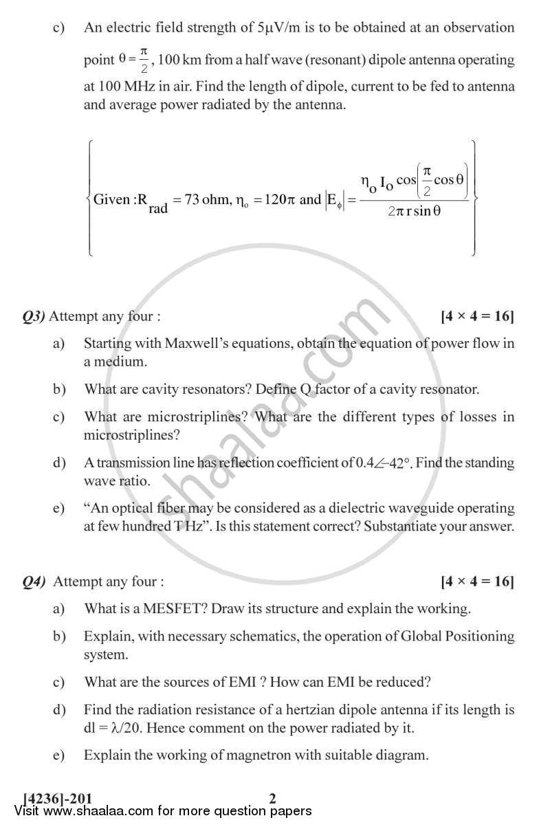 Applied Electromagnetics, RF and Microwave 2012-2013 - M.Sc. - Semester 2 - University of Pune question paper with PDF download