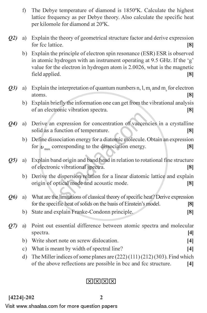Atoms, Molecules and Solids 2012-2013 - M.Sc. - Semester 2 - University of Pune question paper with PDF download