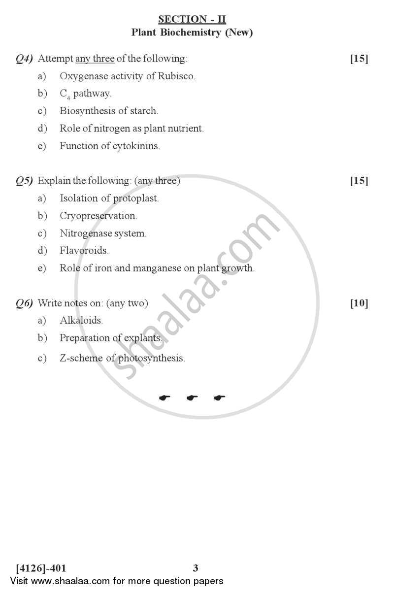 Biochemical Endocrinology and Plant Biochemistry 2011-2012 - M.Sc. - Semester 4 - University of Pune question paper with PDF download