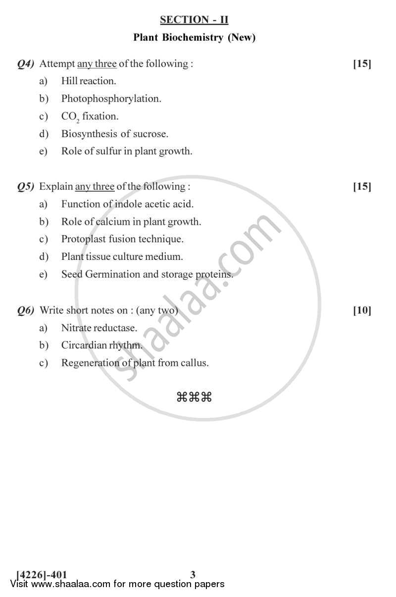 Biochemical Endocrinology and Plant Biochemistry 2012-2013 - M.Sc. - Semester 4 - University of Pune question paper with PDF download