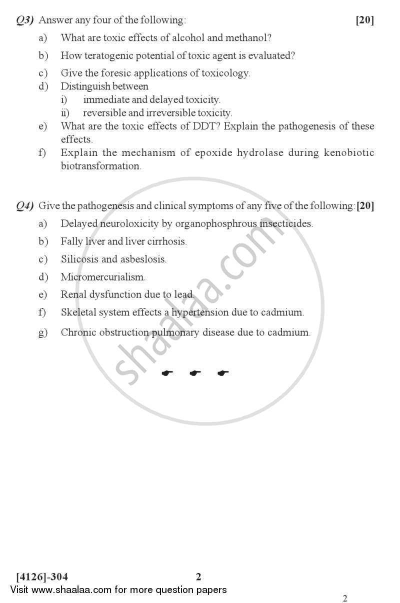 Biochemical Toxicology 2011-2012 - M.Sc. - Semester 3 - University of Pune question paper with PDF download