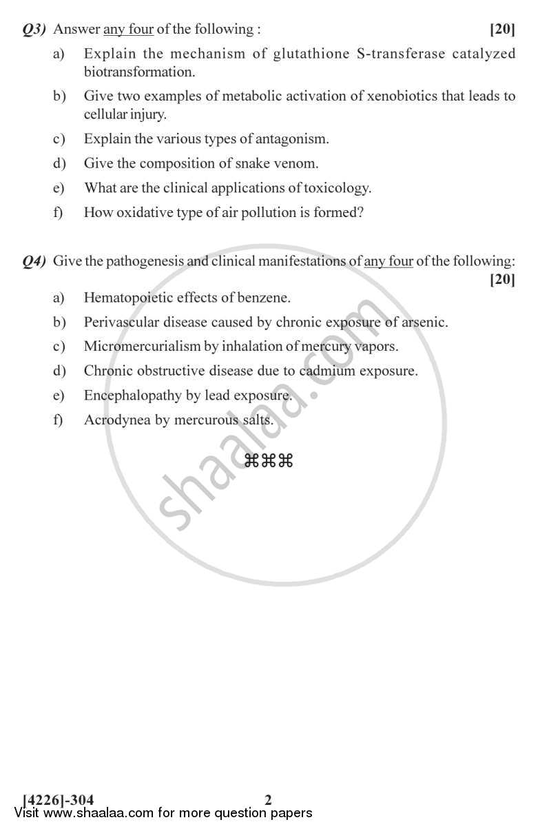 Biochemical Toxicology 2012-2013 - M.Sc. - Semester 3 - University of Pune question paper with PDF download