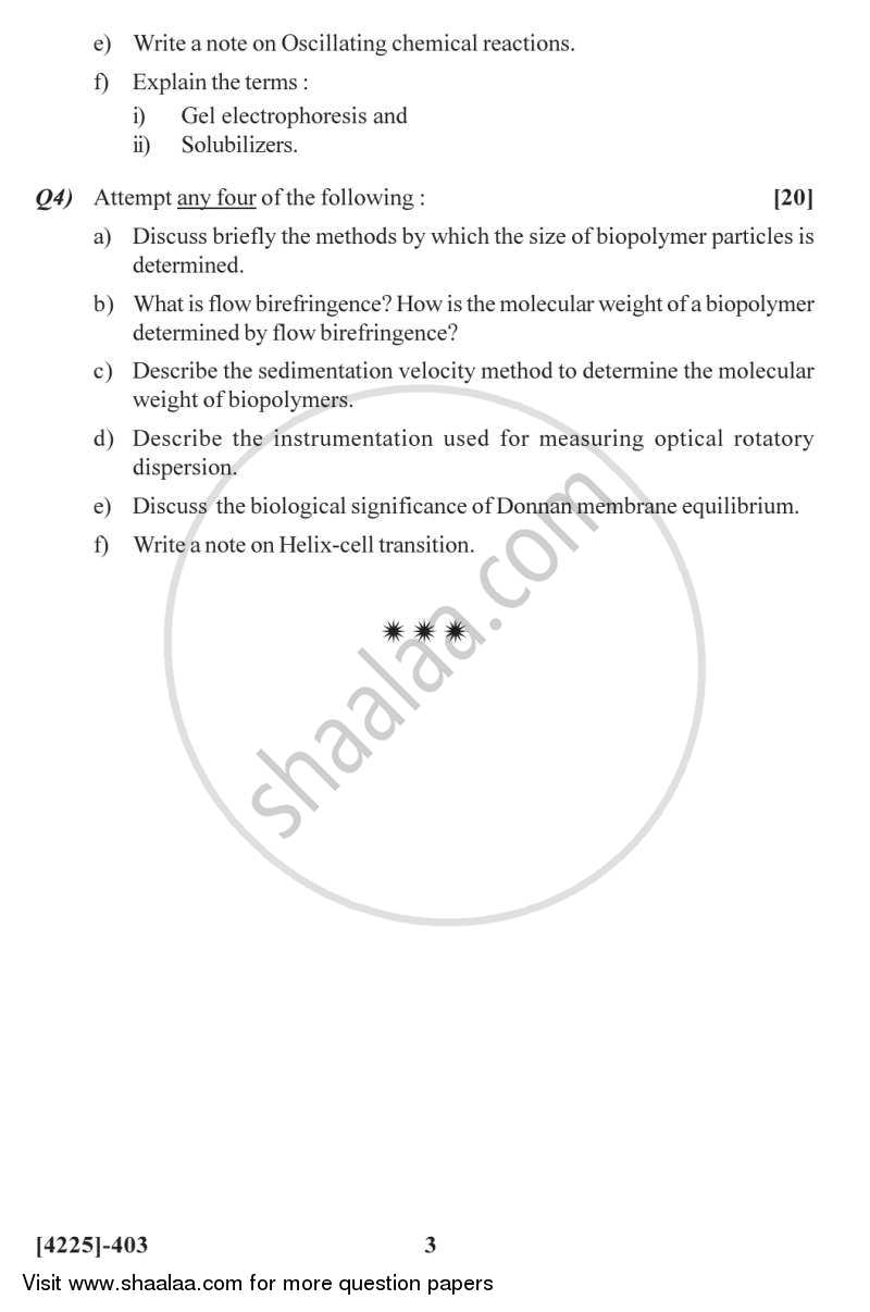 Biophysical Chemistry and Related Techniques 2012-2013 - M.Sc. - Semester 4 - University of Pune question paper with PDF download
