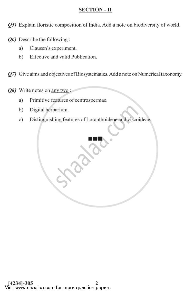Botany Special Paper - Angiosperms 1 2012-2013 - M.Sc. - Semester 3 - University of Pune question paper with PDF download