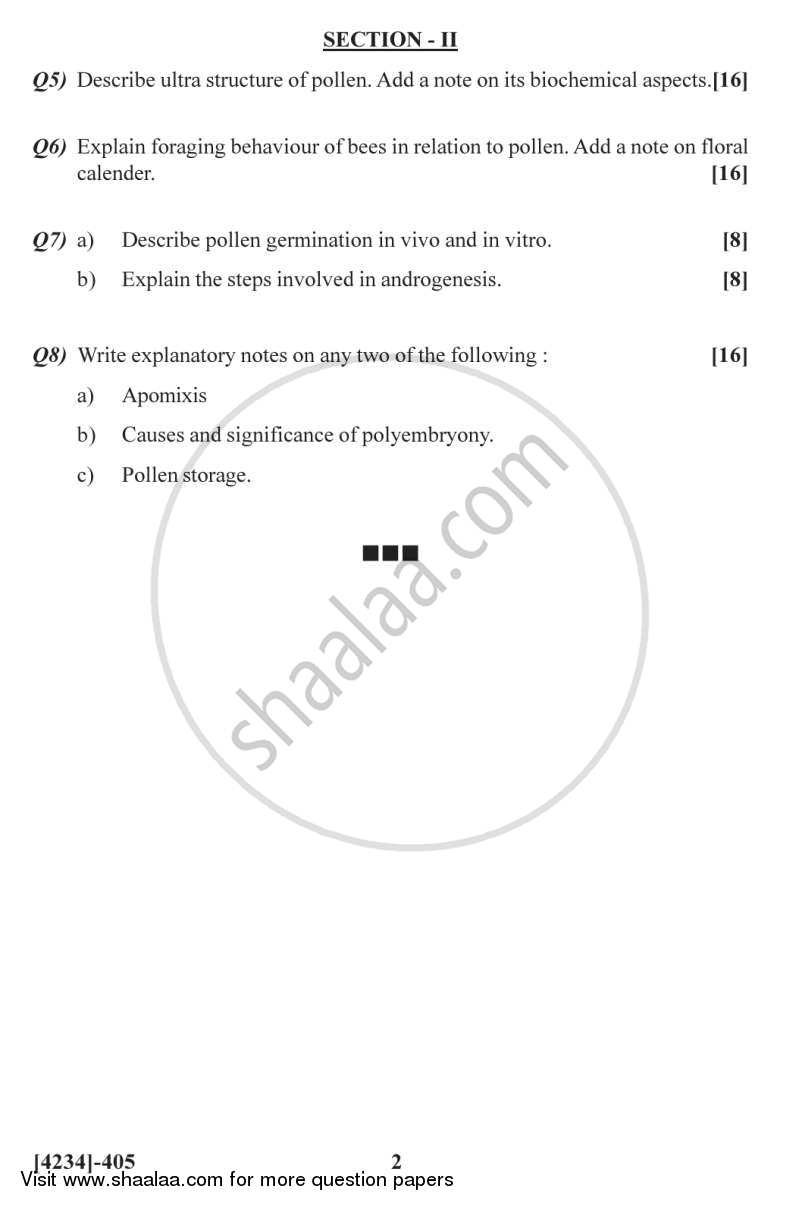 Botany Special Paper - Angiosperms 2 2012-2013 - M.Sc. - Semester 4 - University of Pune question paper with PDF download
