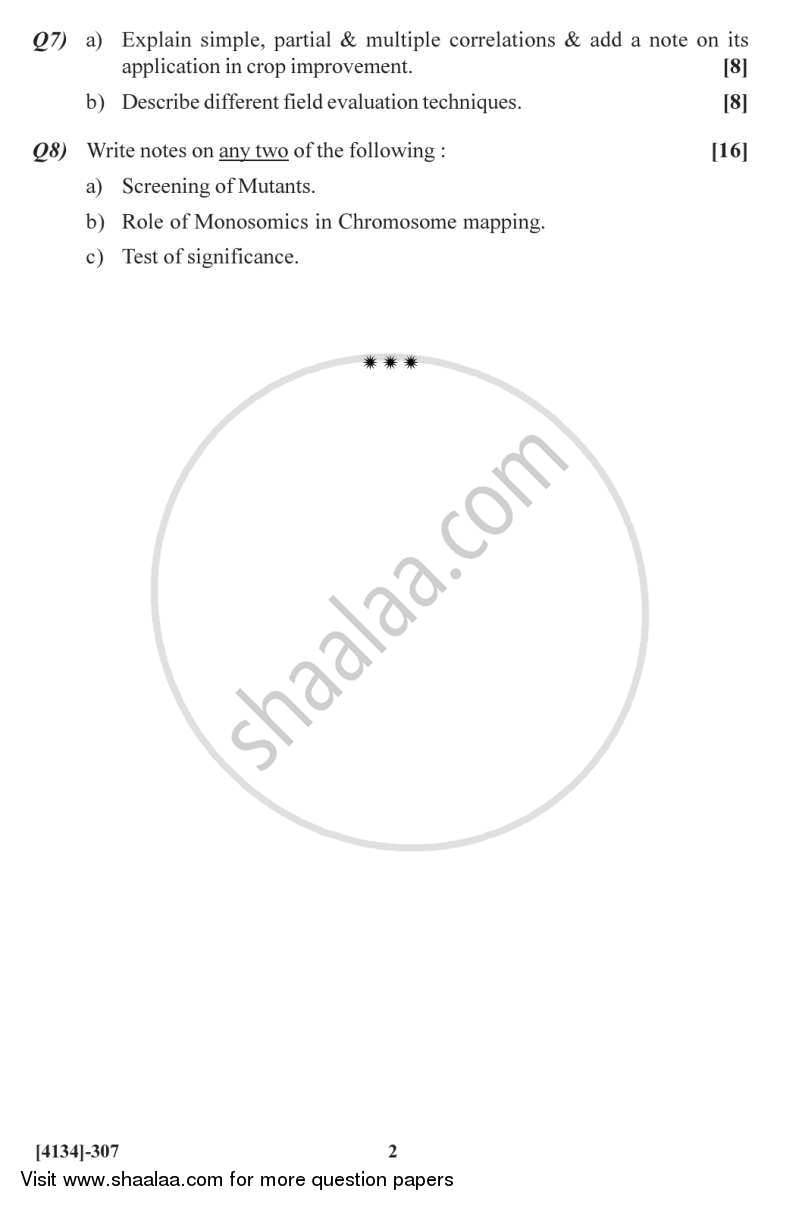 Botany Special Paper - Genetics, Molecular Biology and Plant Breeding 1 2011-2012 - M.Sc. - Semester 3 - University of Pune question paper with PDF download