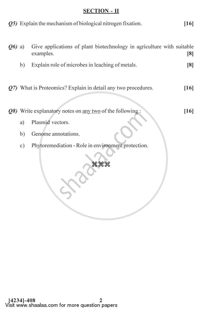 Botany Special Paper - Plant Biotechnology 2 2012-2013 - M.Sc. - Semester 4 - University of Pune question paper with PDF download