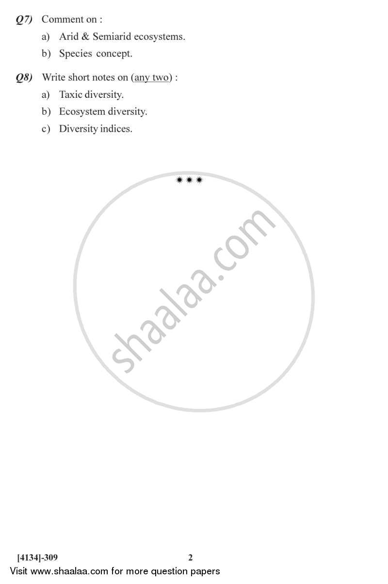 Botany Special Paper - Plant Diversity 1 2011-2012 - M.Sc. - Semester 3 - University of Pune question paper with PDF download