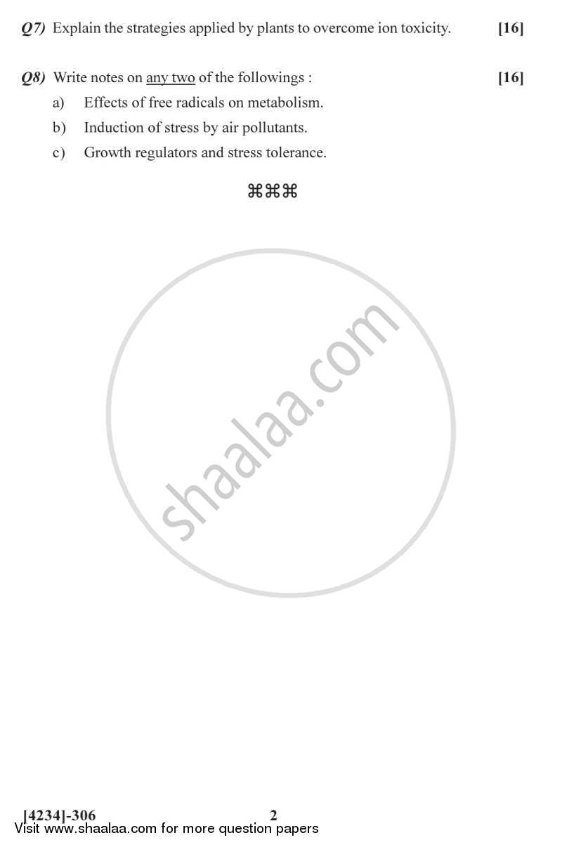 Botany Special Paper - Plant Physiology 1 2012-2013 - M.Sc. - Semester 3 - University of Pune question paper with PDF download