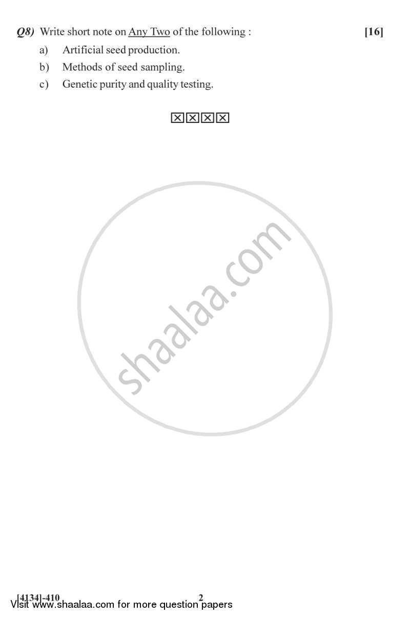 Botany Special Paper - Seed Technology 2 2011-2012 - M.Sc. - Semester 4 - University of Pune question paper with PDF download