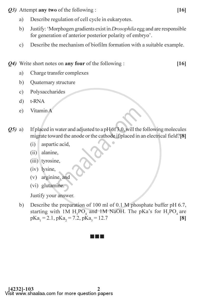 Cell Organization and Biochemistry 2012-2013 - M.Sc. - Semester 1 - University of Pune question paper with PDF download