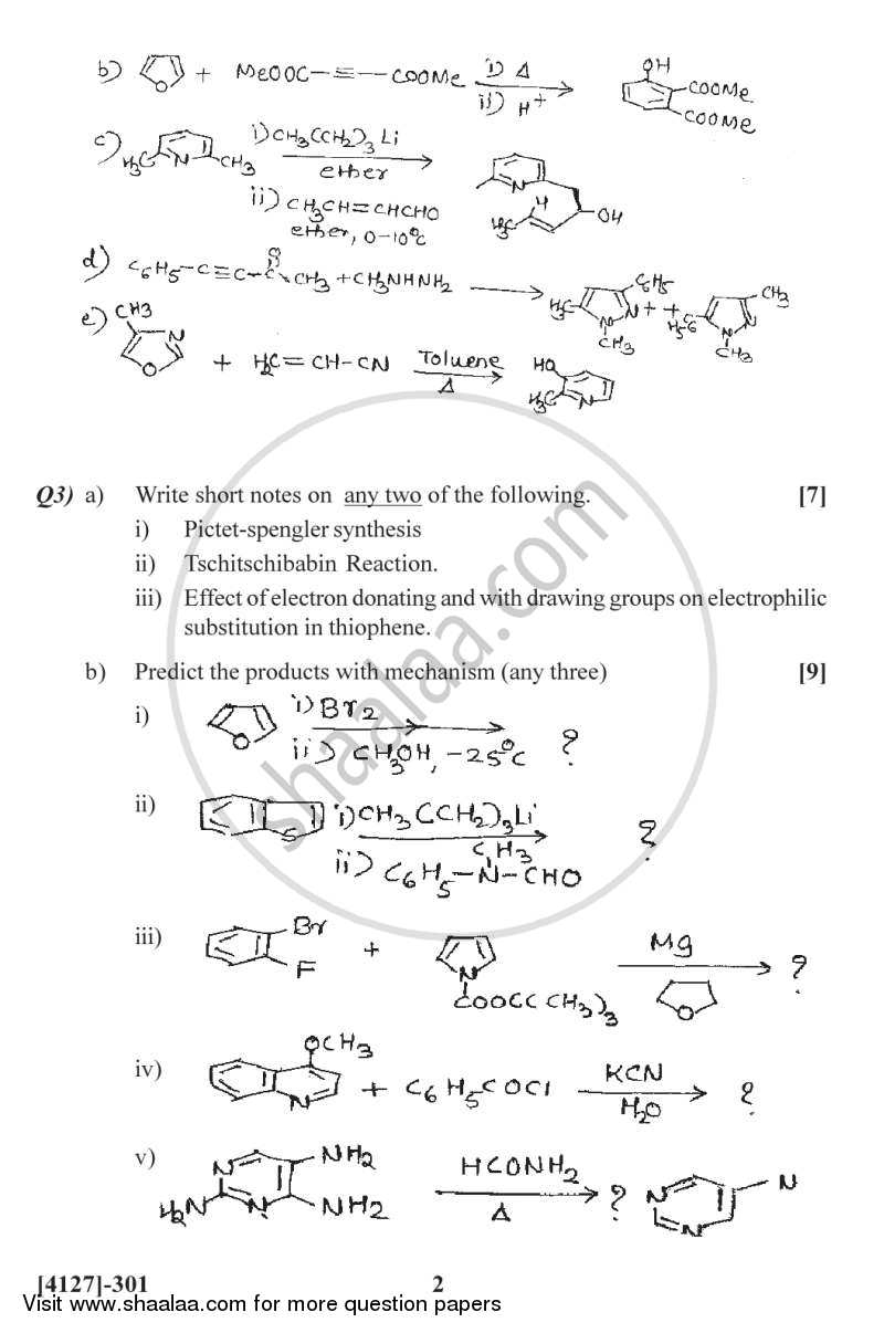 Chemistry of Heterocycles and Biologically Actives Compounds 2011-2012 - M.Sc. - Semester 3 - University of Pune question paper with PDF download
