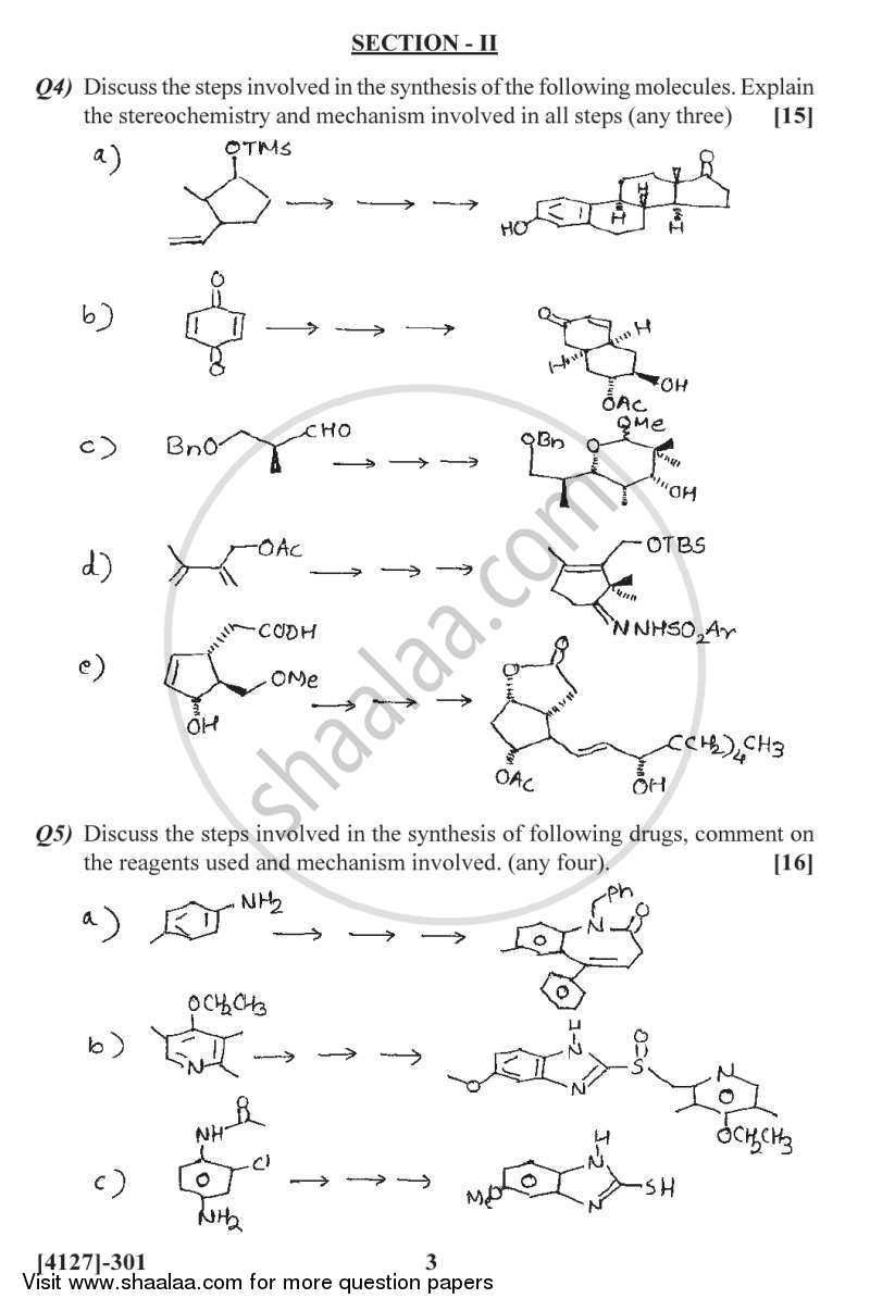 Chemistry of Heterocycles and Biologically Actives Compounds 2011-2012 - M.Sc. - Semester 3 - University of Pune question paper with PDF download