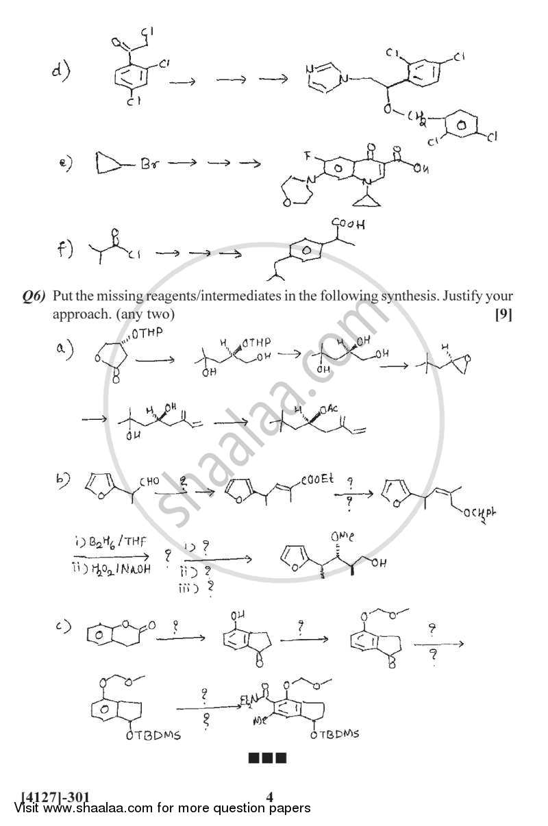 Chemistry of Heterocycles and Biologically Actives Compounds 2011-2012 - M.Sc. - Semester 3 - University of Pune question paper with PDF download