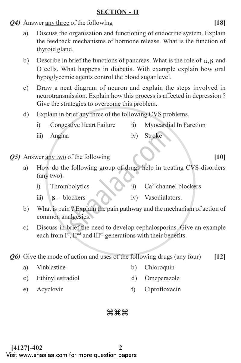 Chemotherapy 2011-2012 - M.Sc. - Semester 4 - University of Pune question paper with PDF download