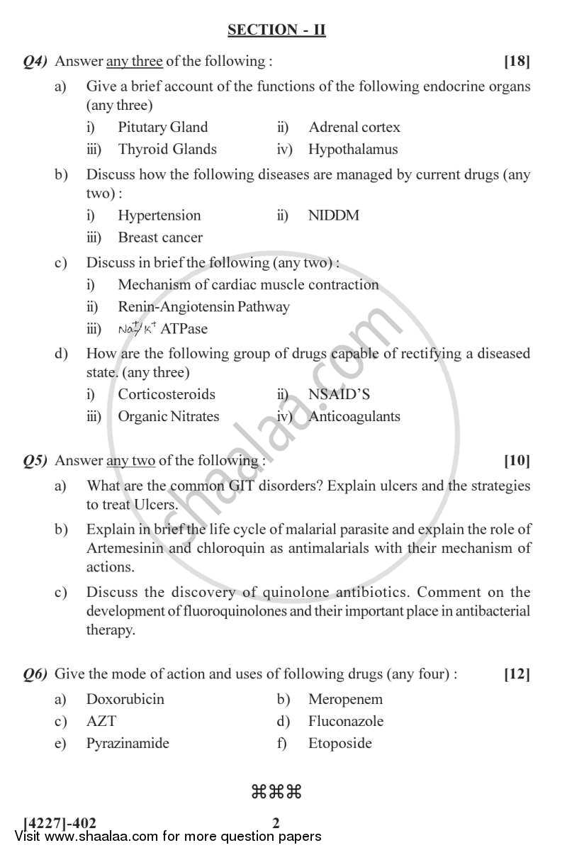 Chemotherapy 2012-2013 - M.Sc. - Semester 4 - University of Pune question paper with PDF download