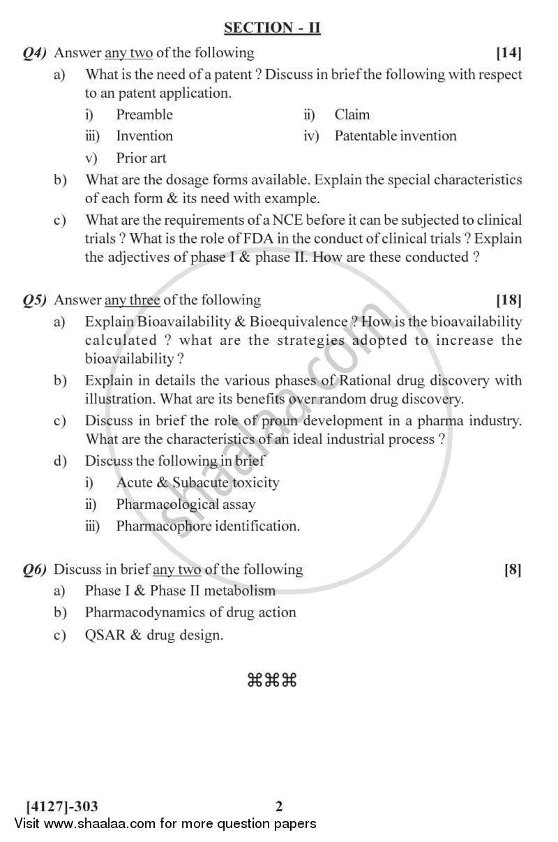 Drug Development (Immunology and Microbiology) 2011-2012 - M.Sc. - Semester 3 - University of Pune question paper with PDF download
