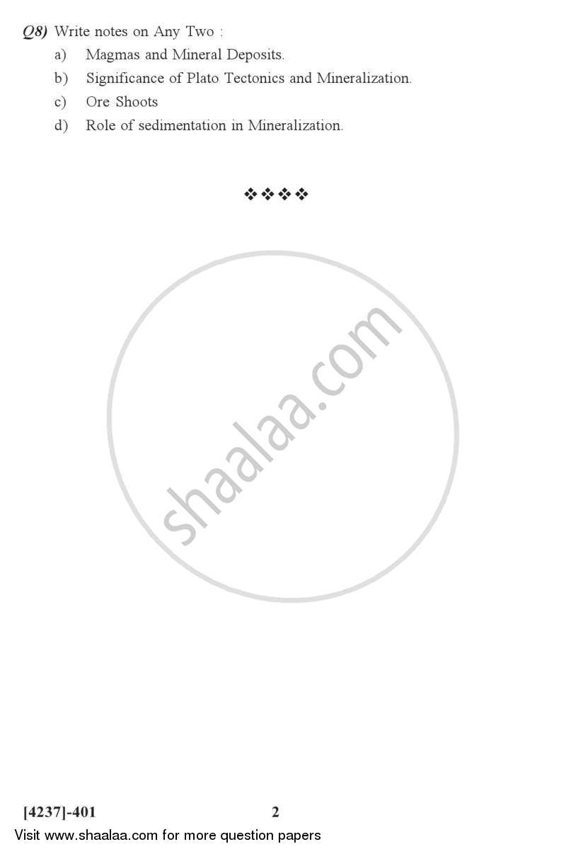 Economic Geology 2012-2013 - M.Sc. - Semester 4 - University of Pune question paper with PDF download