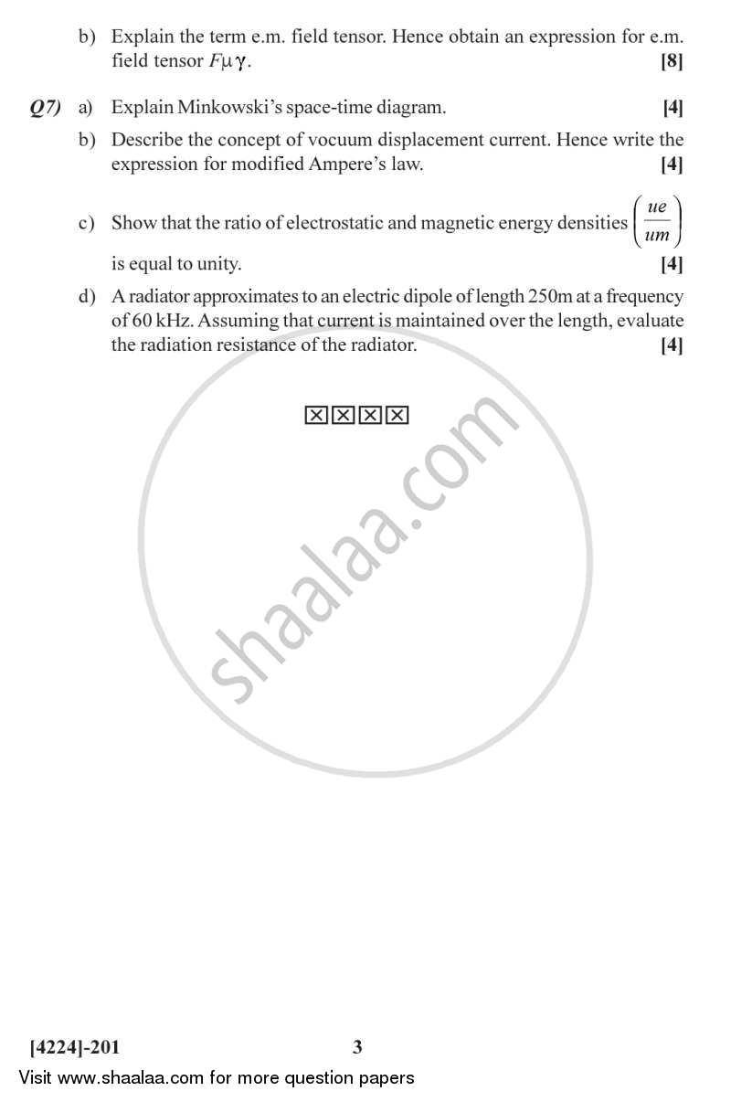 Electrodynamics 2012-2013 - M.Sc. - Semester 2 - University of Pune question paper with PDF download