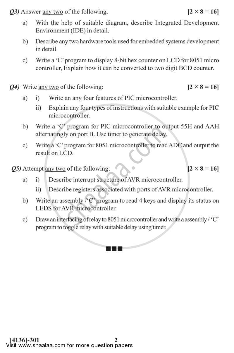 Embedded Systems 2012-2013 - M.Sc. - Semester 3 - University of Pune question paper with PDF download