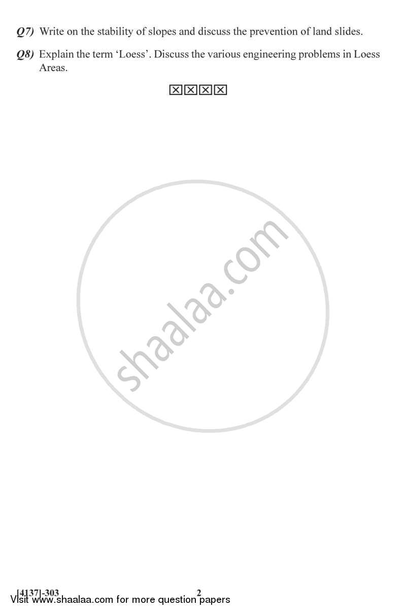 Engineering Geology and Geotechniques 2011-2012 - M.Sc. - Semester 3 - University of Pune question paper with PDF download