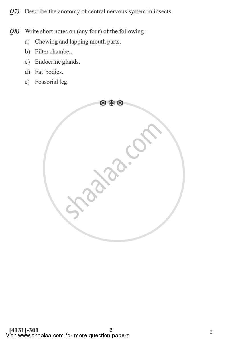 Entomology 1 2011-2012 - M.Sc. - Semester 3 - University of Pune question paper with PDF download