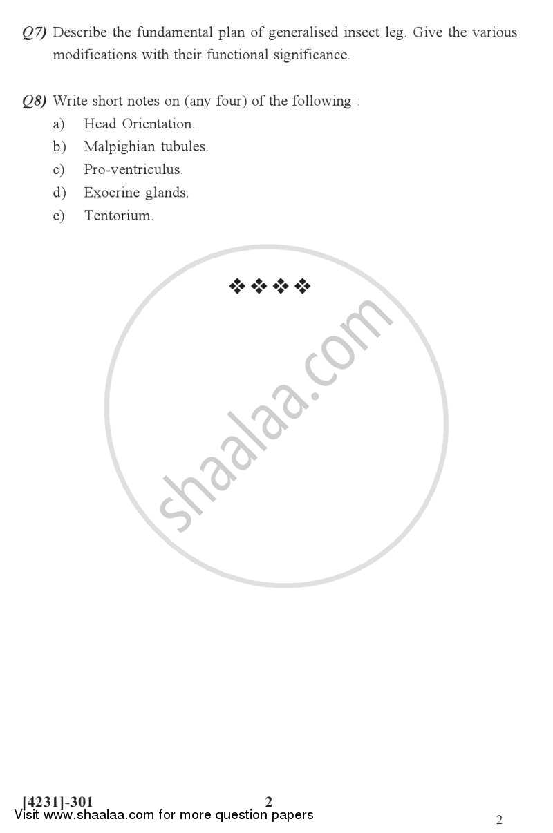 Entomology 1 2012-2013 - M.Sc. - Semester 3 - University of Pune question paper with PDF download