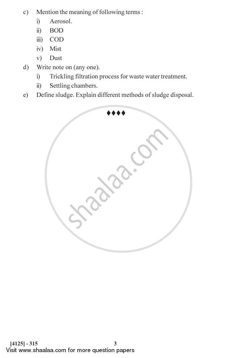 Environmental and Analysis of Industrial Materials 2011-2012 - M.Sc. - Semester 3 - University of Pune question paper with PDF download