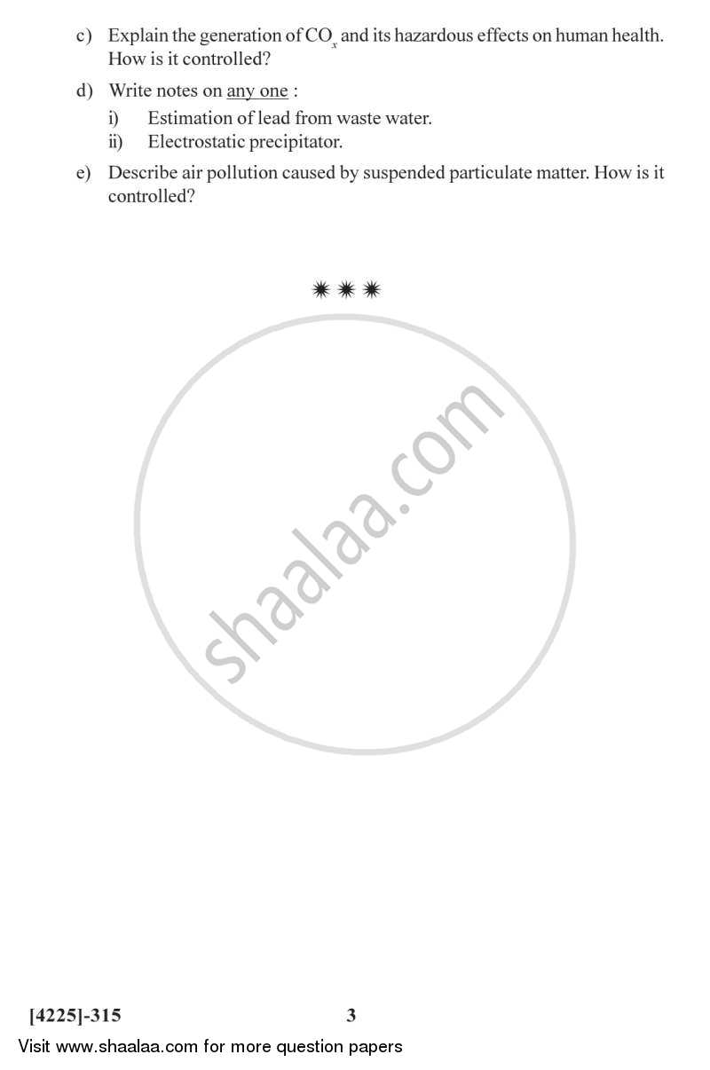 Environmental and Analysis of Industrial Materials 2012-2013 - M.Sc. - Semester 3 - University of Pune question paper with PDF download