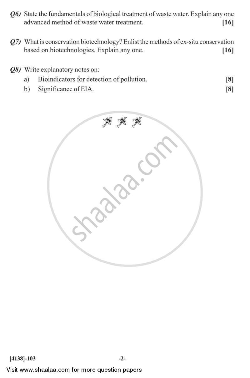 Environmental Biotechnology 2011-2012 - M.Sc. - Semester 1 - University of Pune question paper with PDF download