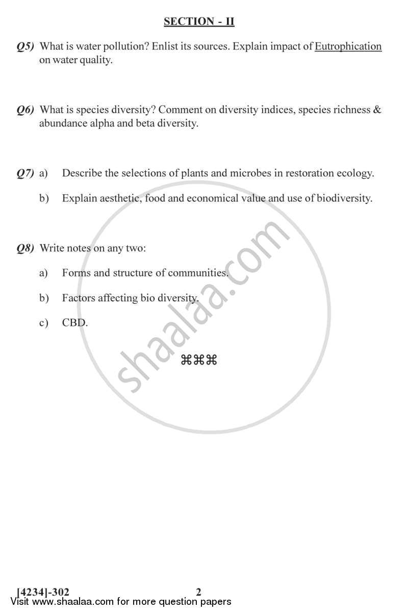 Environmental Botany and Plant Diversity 2012-2013 - M.Sc. - Semester 3 - University of Pune question paper with PDF download