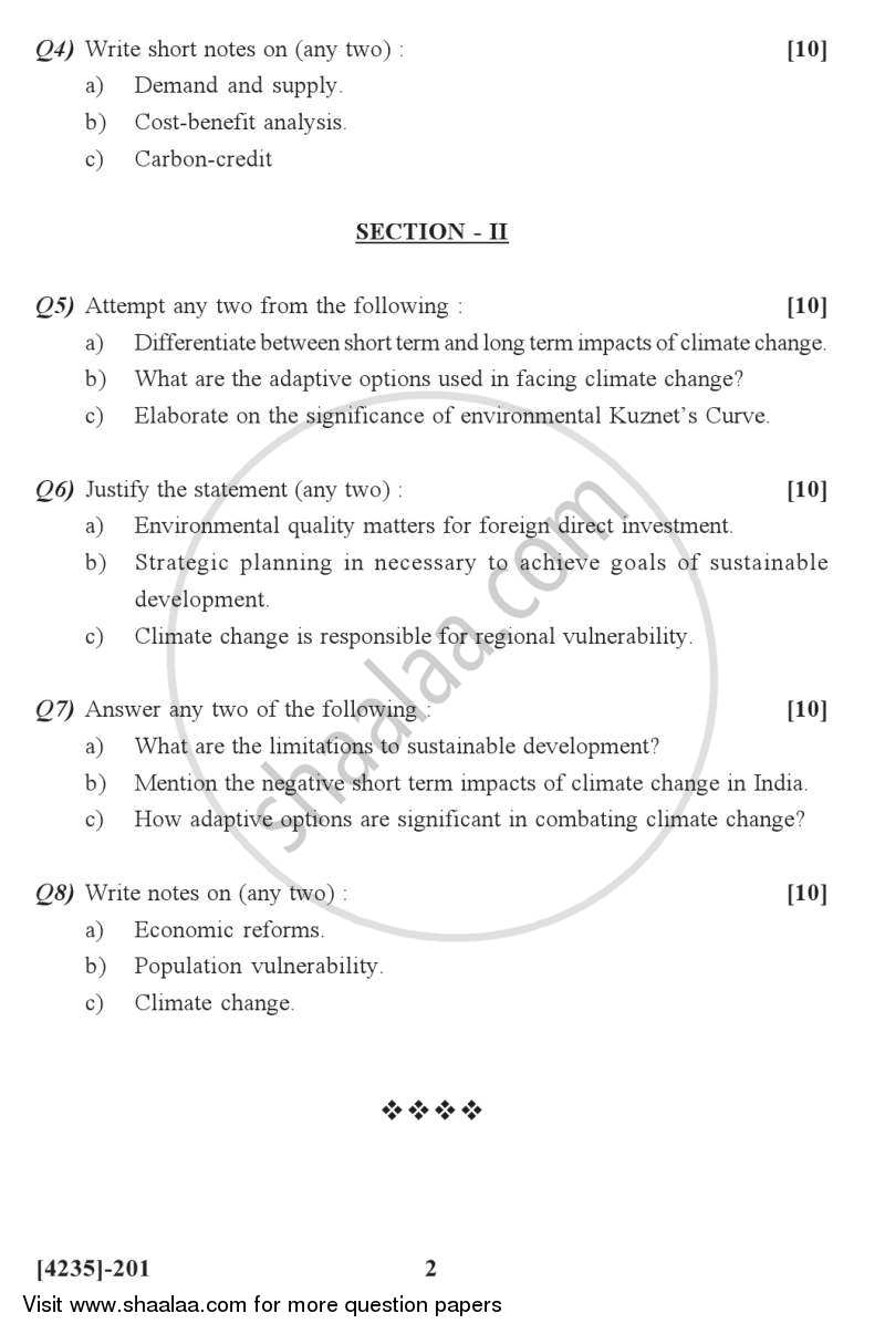 Environmental Economics 2012-2013 - M.Sc. - Semester 2 - University of Pune question paper with PDF download
