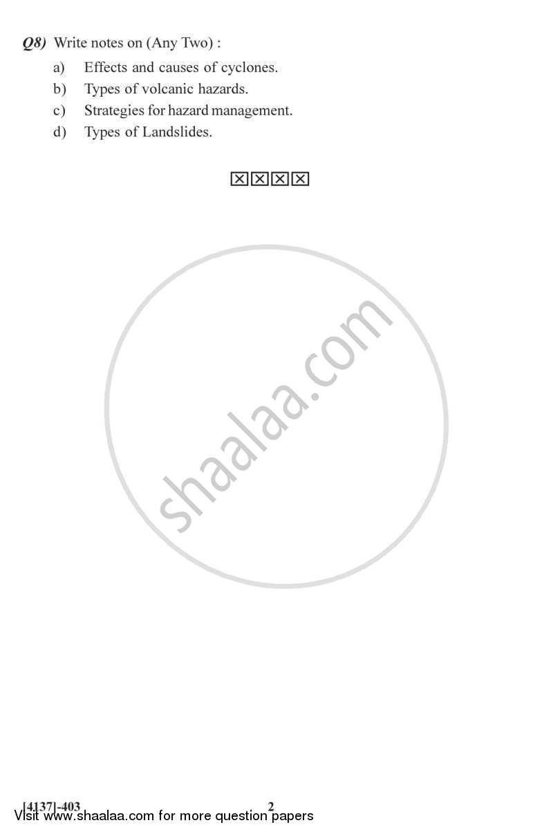 Environmental Geology 2011-2012 - M.Sc. - Semester 4 - University of Pune question paper with PDF download