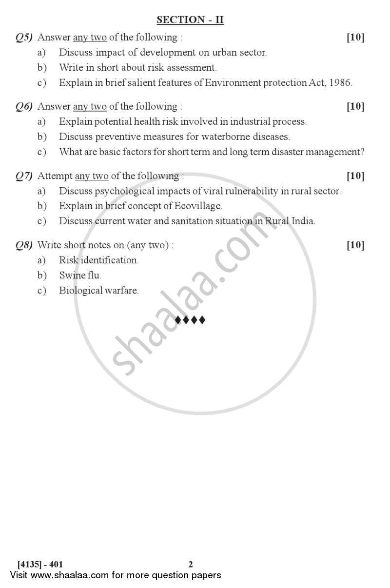 Environmental Toxicology, Health and Safety 2011-2012 - M.Sc. - Semester 4 - University of Pune question paper with PDF download