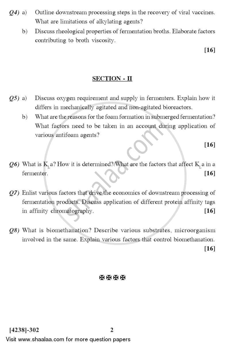 Fermentation Technology 2012-2013 - M.Sc. - Semester 3 - University of Pune question paper with PDF download