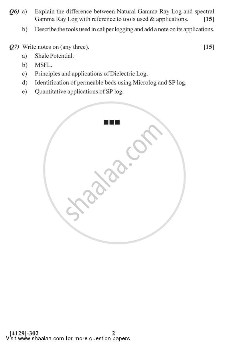 Formation Evaluation 1 2011-2012 - M.Sc. - Semester 3 - University of Pune question paper with PDF download