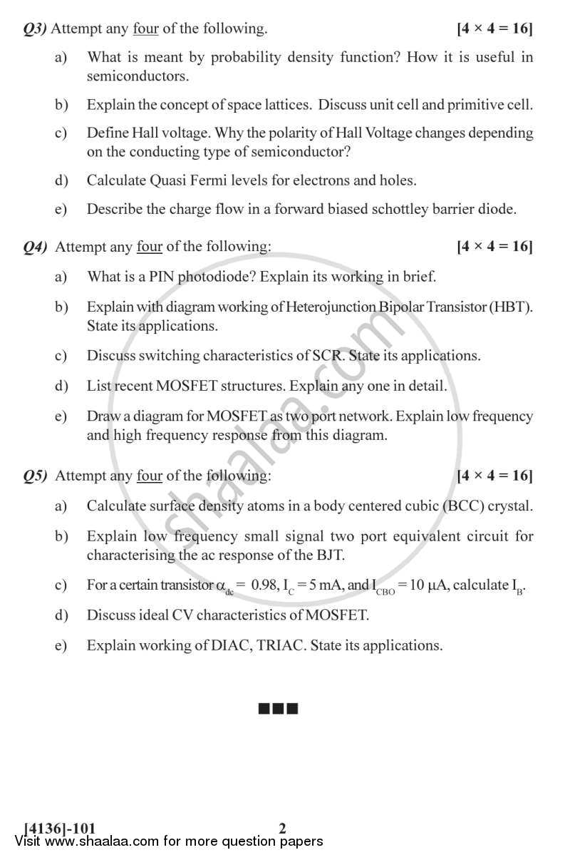 Foundation of Semiconductor Devices 2011-2012 - M.Sc. - Semester 1 - University of Pune question paper with PDF download