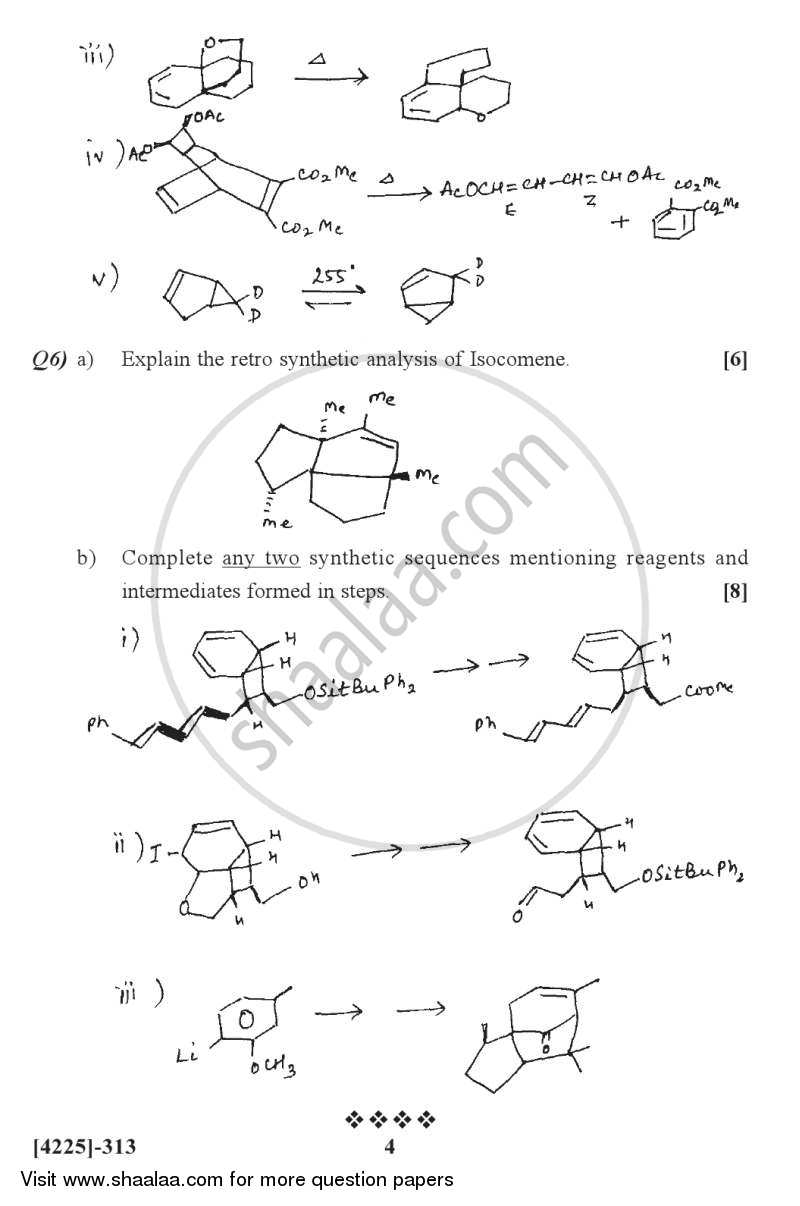 Free Radicals, Photochemistry Pericyclic Reactions and Their Applications 2012-2013 - M.Sc. - Semester 3 - University of Pune question paper with PDF download