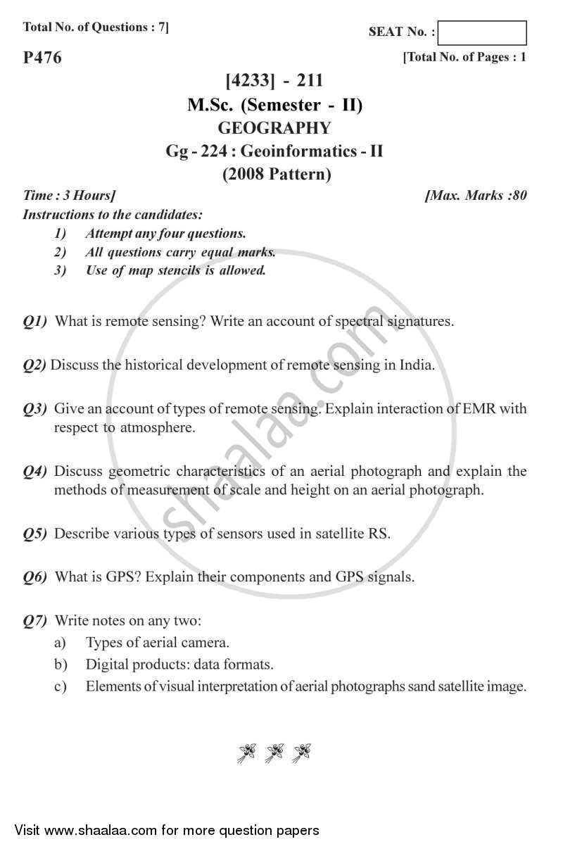 Geo-informatics 2 2012-2013 - M.Sc. - Semester 2 - University of Pune question paper with PDF download
