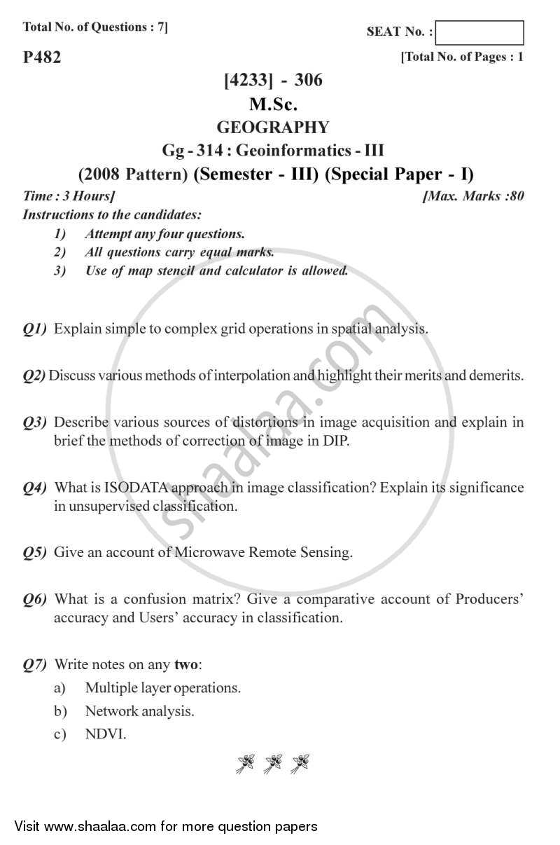 Geo-informatics 3 2012-2013 - M.Sc. - Semester 3 - University of Pune question paper with PDF download