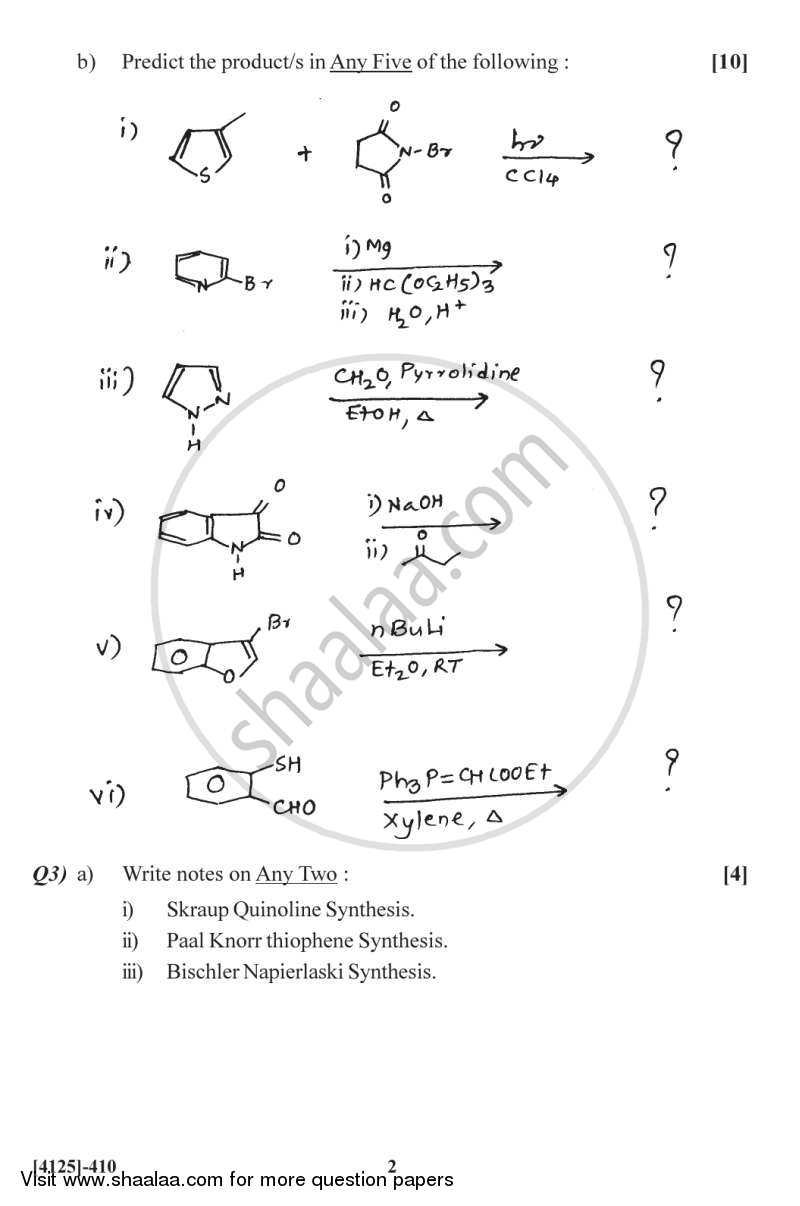 Heterocyclic Chemistry, Chiron Approach and Medicinal Chemistry 2011-2012 - M.Sc. - Semester 4 - University of Pune question paper with PDF download
