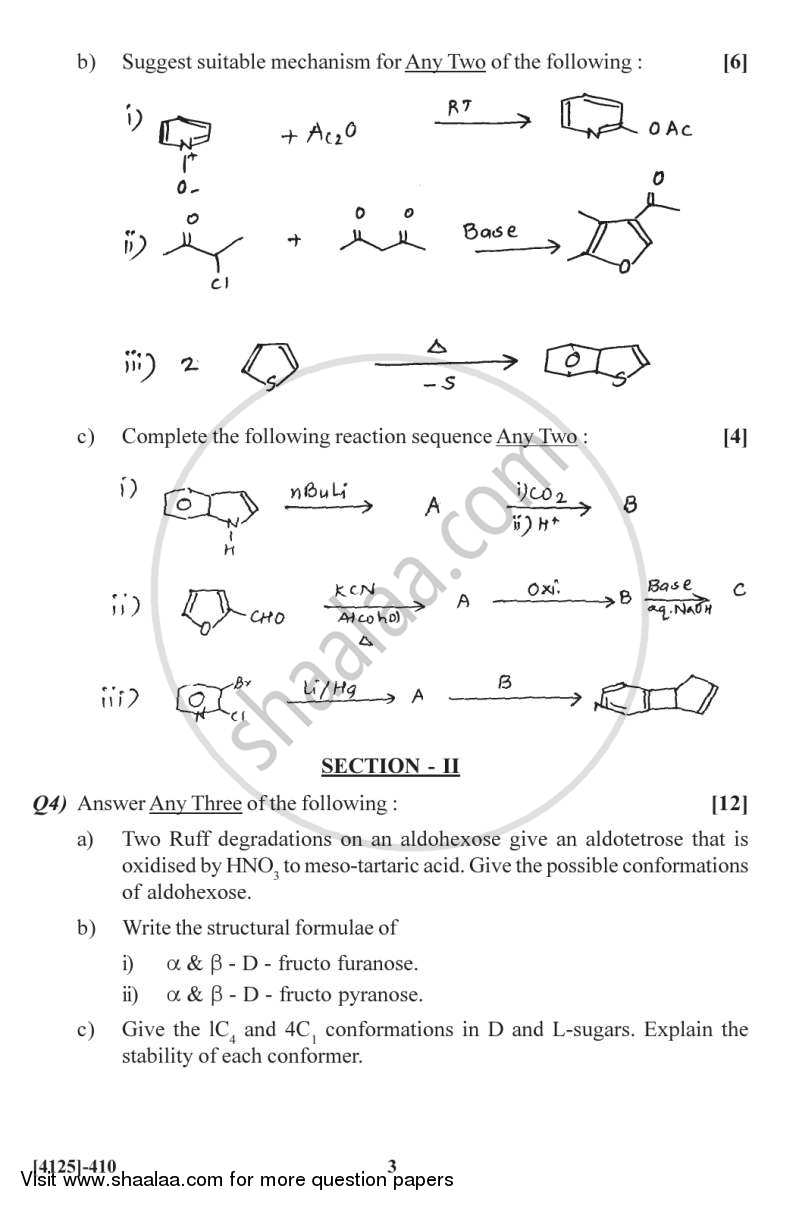 Heterocyclic Chemistry, Chiron Approach and Medicinal Chemistry 2011-2012 - M.Sc. - Semester 4 - University of Pune question paper with PDF download