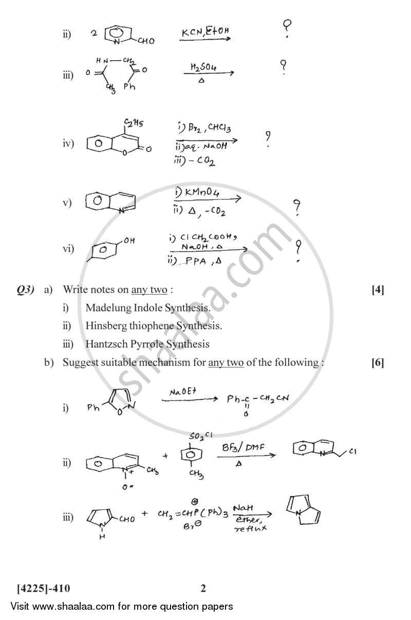 Heterocyclic Chemistry, Chiron Approach and Medicinal Chemistry 2012-2013 - M.Sc. - Semester 4 - University of Pune question paper with PDF download
