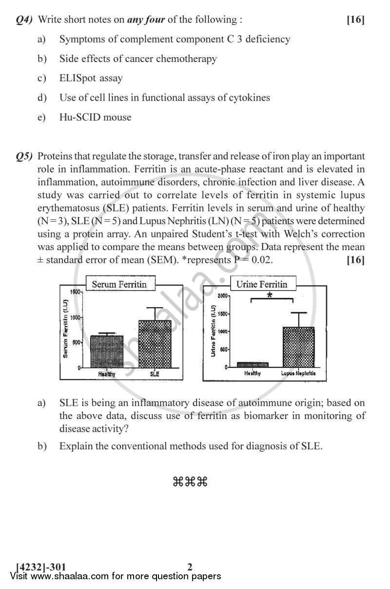 Immunology 2012-2013 - M.Sc. - Semester 3 - University of Pune question paper with PDF download