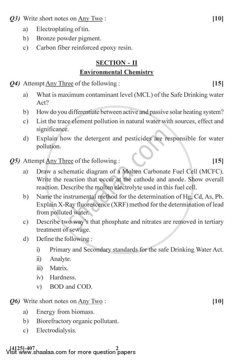 Inorganic Applications in Industry, Biotechnology and Environmental Chemistry 2011-2012 - M.Sc. - Semester 4 - University of Pune question paper with PDF download