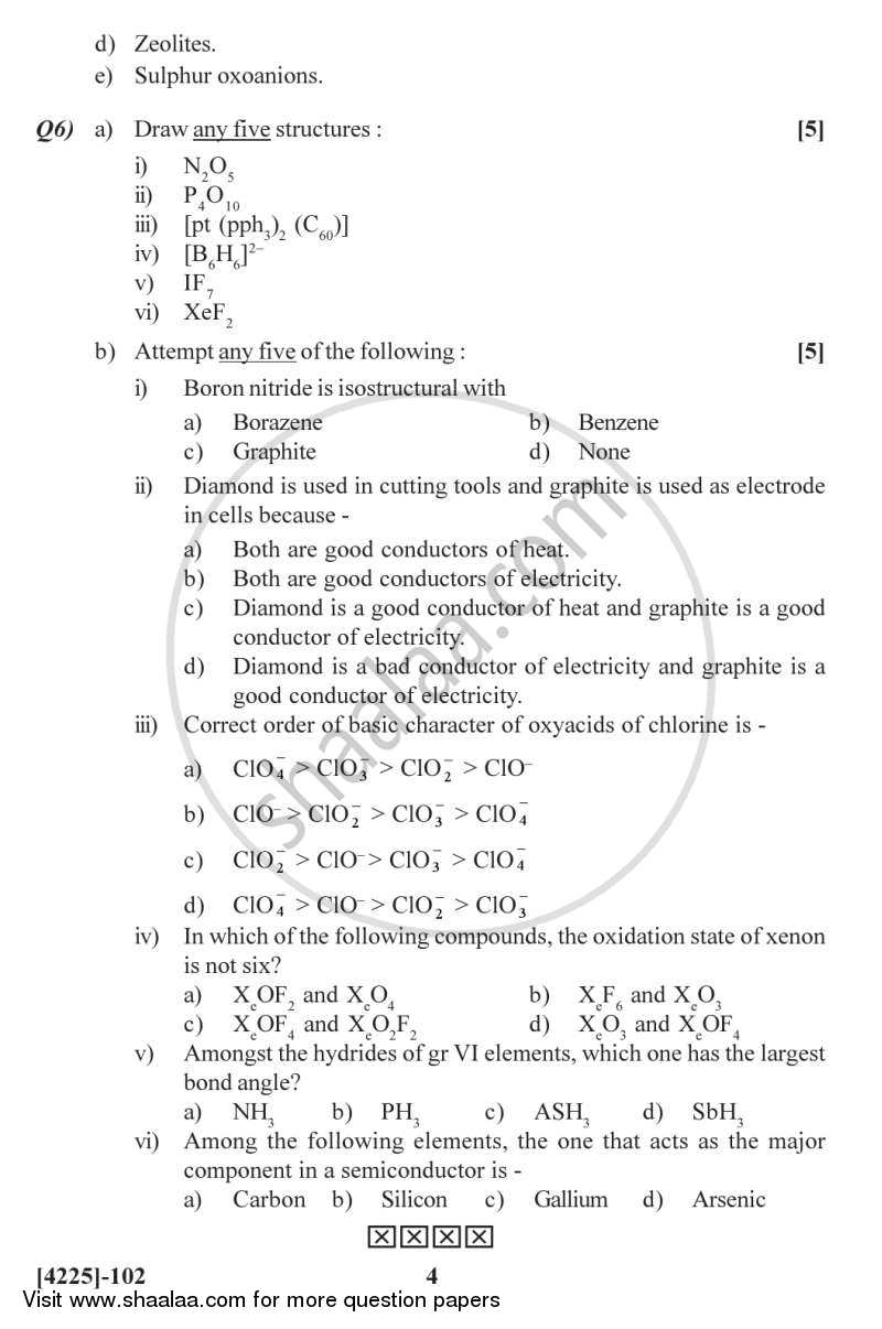 Inorganic Chemistry 1 2012-2013 - M.Sc. - Semester 1 - University of Pune question paper with PDF download